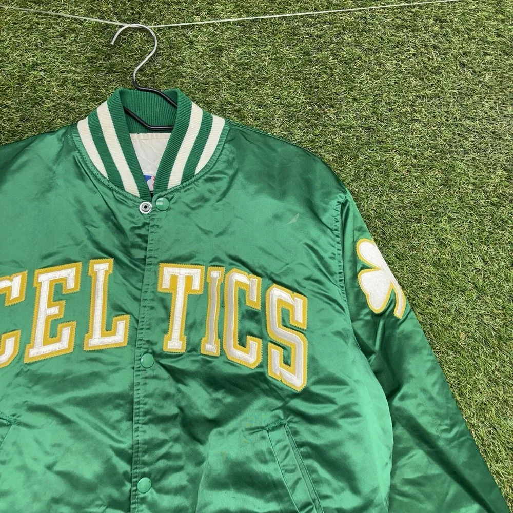Vintage Boston Celtics Starter Satin Jacket Mens Medium 90s NBA Green USA Made